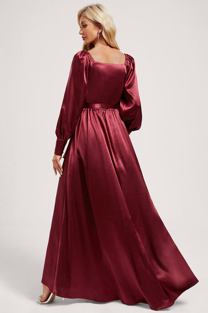Robe Asymétrique Satin Bleu Volants - gallery 4