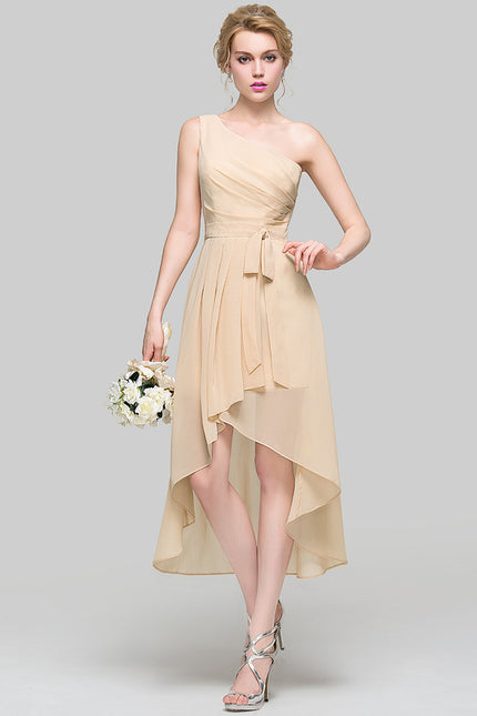 Robe Asymétrique Chiffon Nude - gallery 5