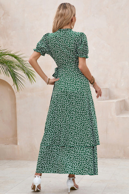 Robe Asymétrique Verte Maxi Fleuri - gallery 2
