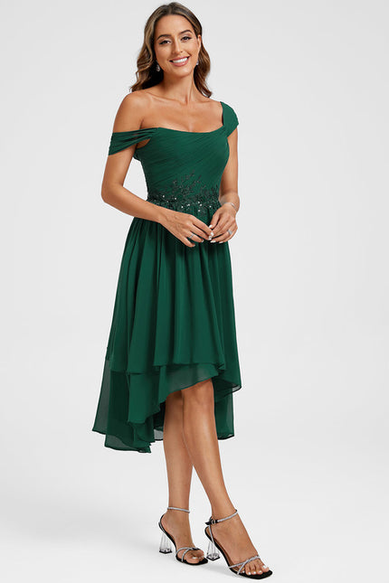 Robe Asymétrique Émeraude Fluide - gallery 1