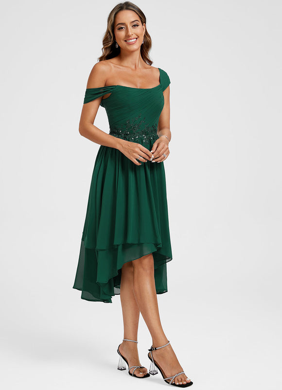 Robe Asymétrique Émeraude Fluide - gallery 1