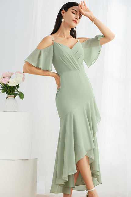 Robe Asymétrique Fluide Bleu Ciel - gallery 4