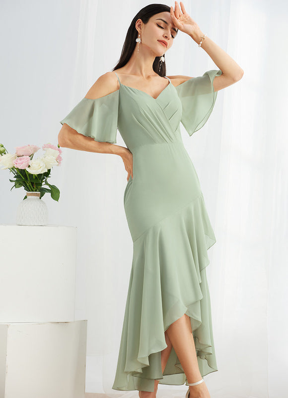 Robe Asymétrique Fluide Bleu Ciel - gallery 4