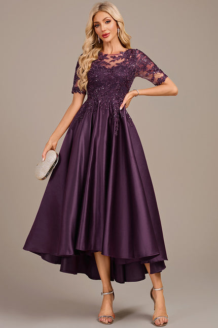 Robe Asymétrique Satin Violette - gallery 1