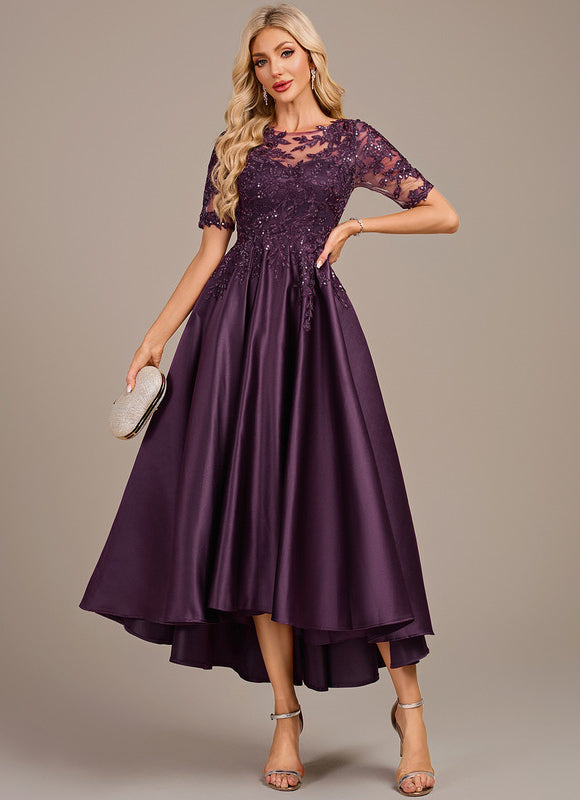 Robe Asymétrique Satin Violette - gallery 1