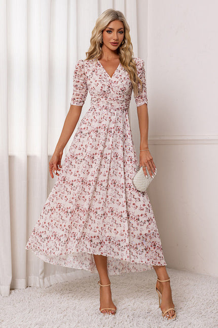 Robe Longue Asymétrique Fleurie