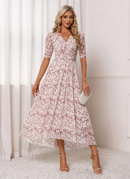 Robe Longue Asymétrique Fleurie