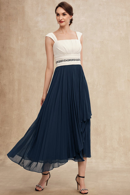 Robe Asymétrique Plissée Marine - gallery 6