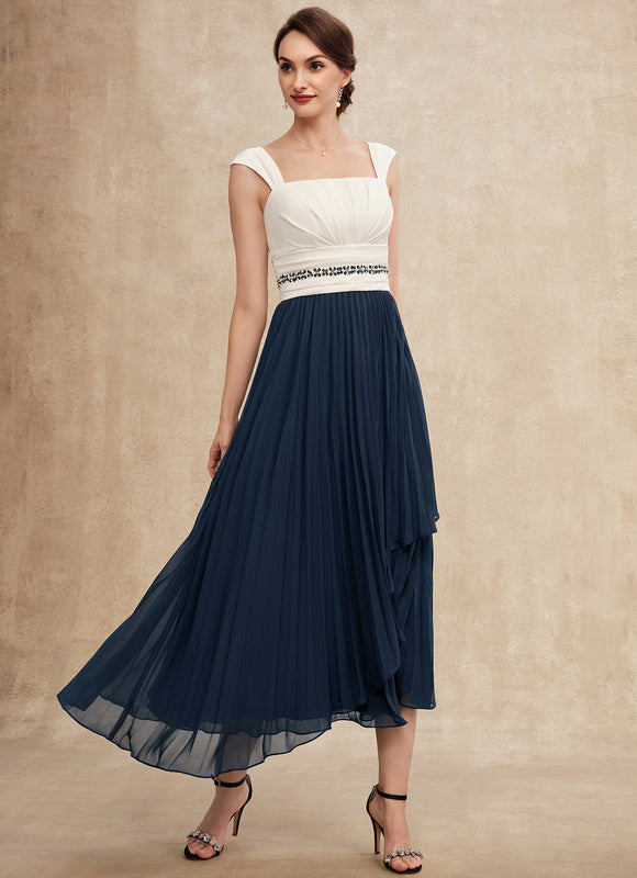 Robe Asymétrique Plissée Marine - gallery 6