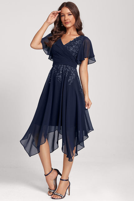 Robe Asymétrique Dentelle Élégante - gallery 3