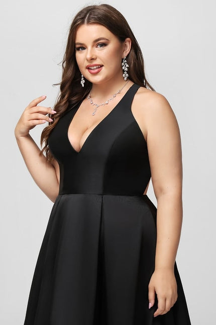 Robe Asymétrique Satin Noir - gallery 9