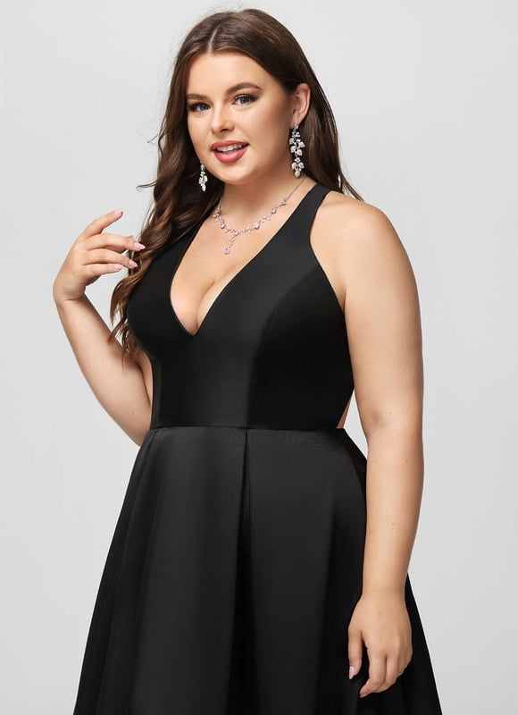 Robe Asymétrique Satin Noir - gallery 9