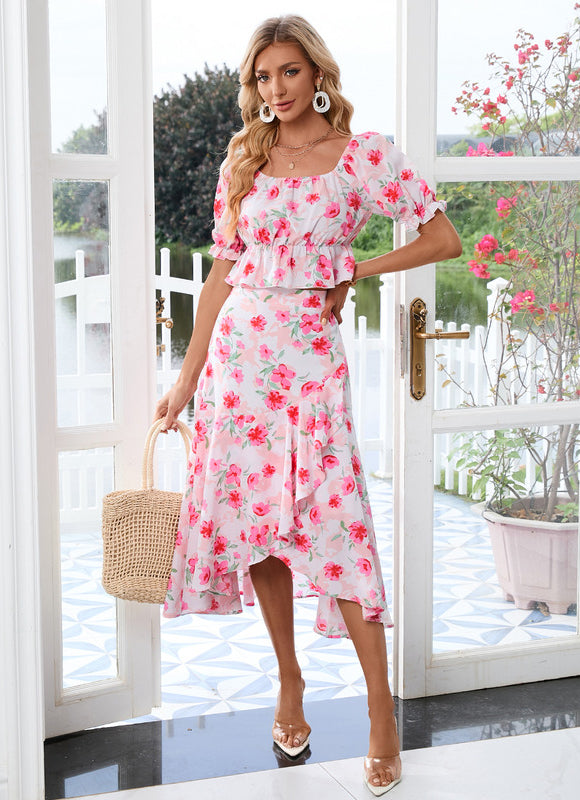 Robe Asymétrique Ensemble Fleuri Léger - gallery 4