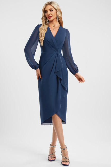 Robe Asymétrique Cocktail Bordeaux Volants