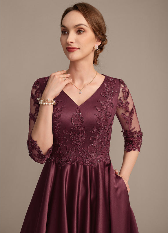 Robe Asymétrique Satinée Bordeaux Élégante - gallery 1