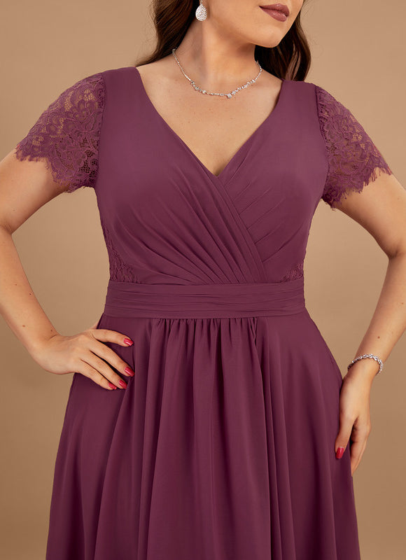 Robe Asymétrique Fluide Dentelle Marine - gallery 8