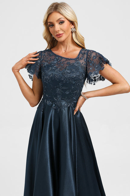 Robe Asymétrique Satinée Ornée - gallery 6