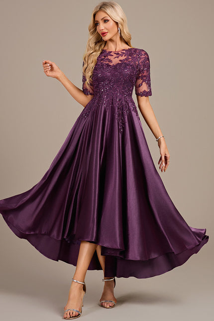 Robe Asymétrique Satinée Irisée - gallery 3