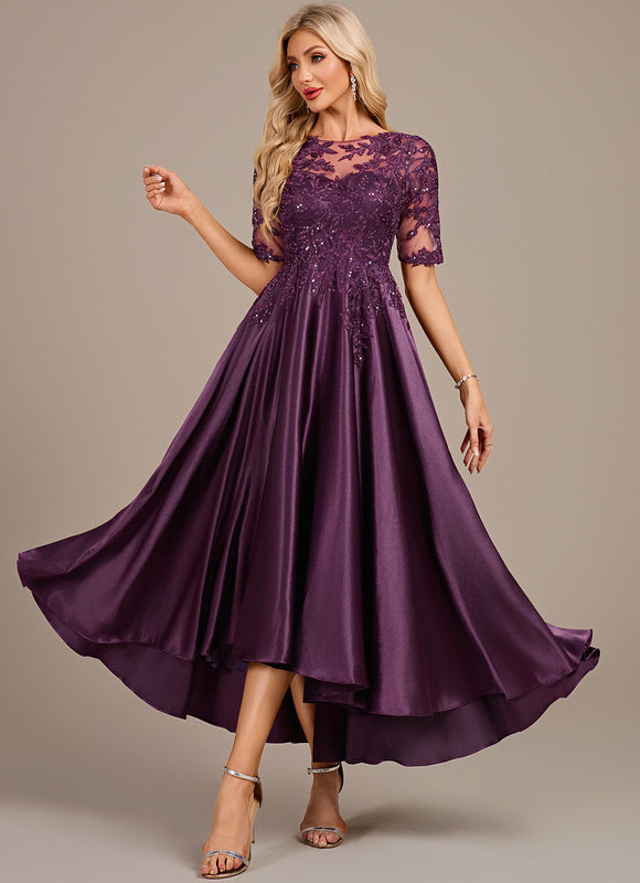 Robe Asymétrique Satinée Irisée - gallery 3