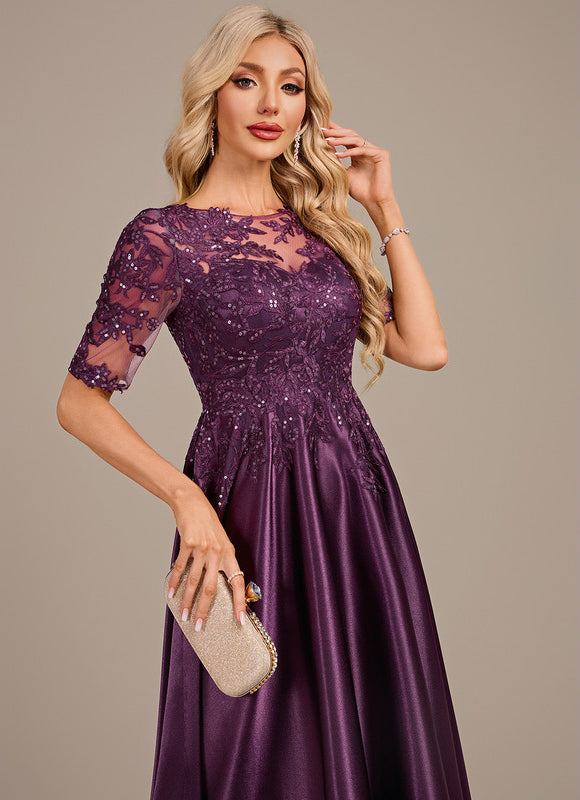 Robe Asymétrique Satinée Irisée - gallery 1