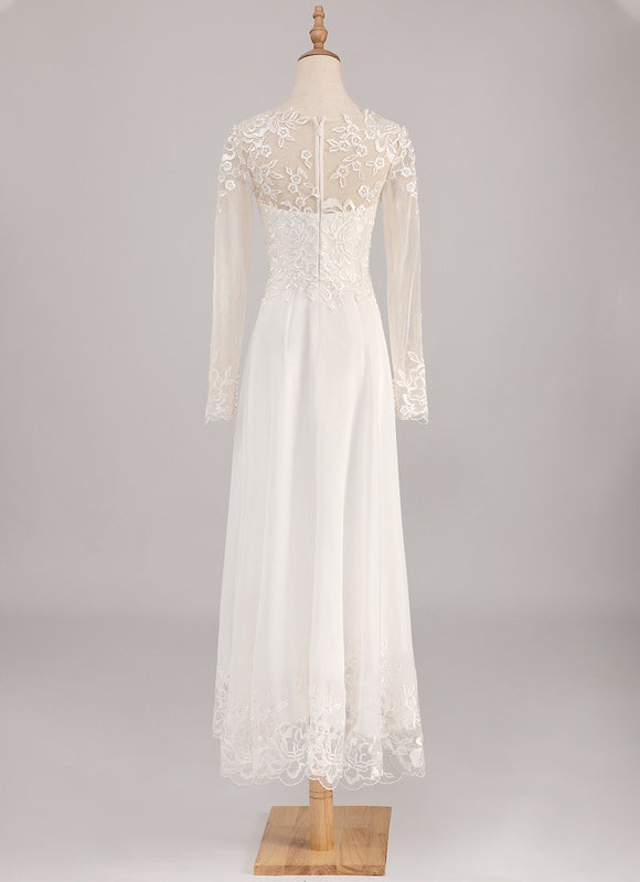 Robe Asymétrique En Dentelle Délicate - gallery 4