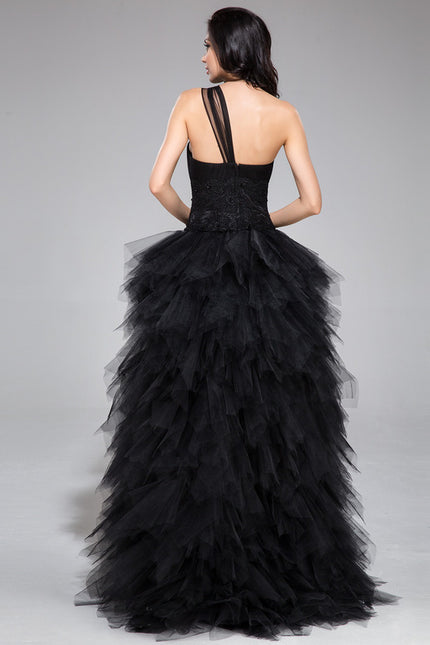 Robe Asymétrique Tulle Noir Éclatante - gallery 5
