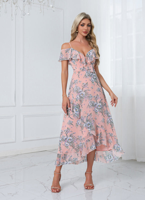 Robe Asymétrique Noire Fleuri - gallery 6