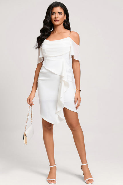 Robe Asymétrique Élégante À Volants - gallery 3