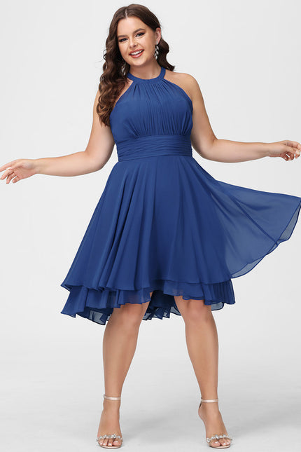Robe Asymétrique Mousseline Prune - gallery 8
