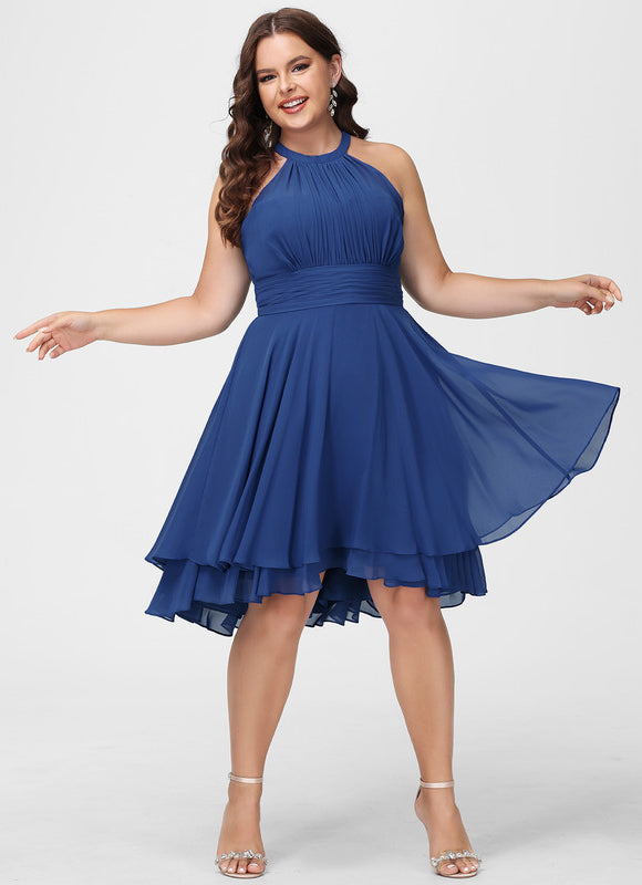 Robe Asymétrique Mousseline Prune - gallery 8