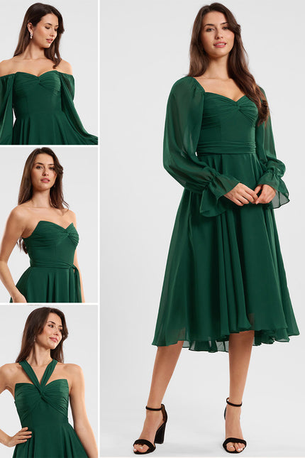 Robe Asymétrique Fluide Vert Pâle
