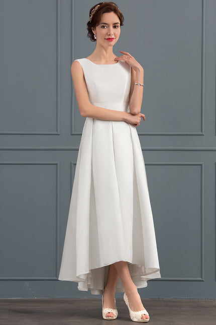 Robe Asymétrique Satinée Blanche Chic - gallery 3