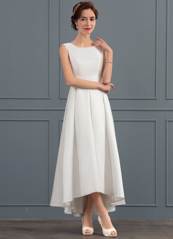 Robe Asymétrique Satinée Blanche Chic - gallery 3