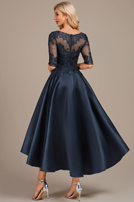 Robe Asymétrique Élégante Dentelle Satin - gallery 5