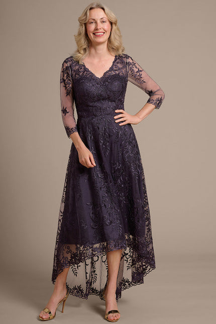 Robe Asymétrique Violette Brodée