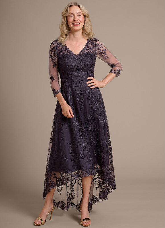 Robe Asymétrique Violette Brodée