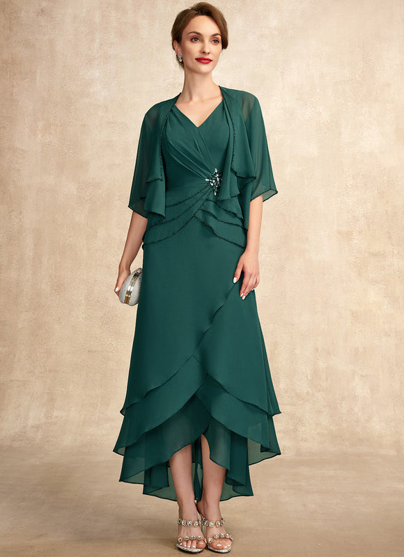 Robe Asymétrique Émeraude Plissée