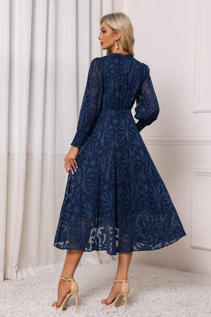 Robe Asymétrique Midi Dentelle Bleu - gallery 1