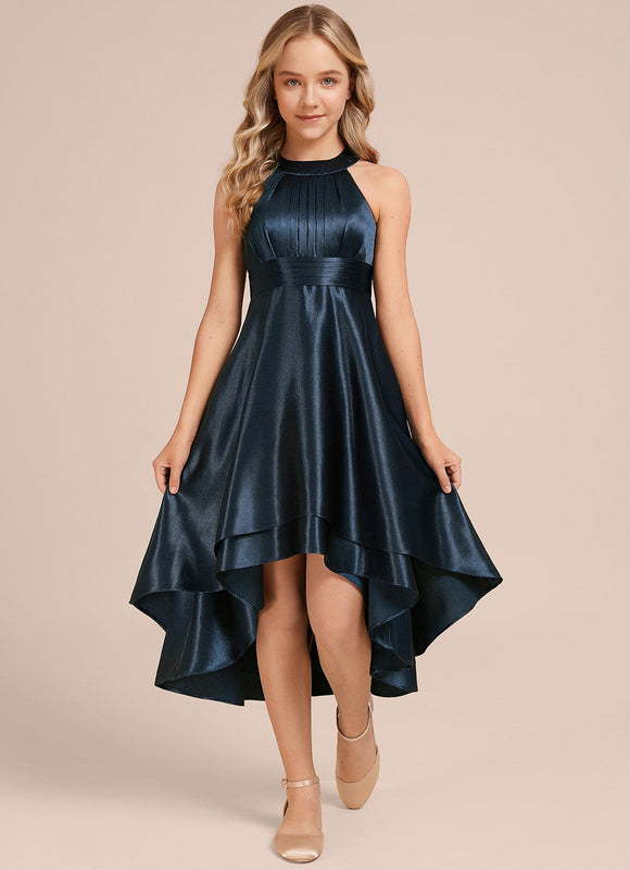 Robe Asymétrique Satinée Asymétrique Marine - gallery 2