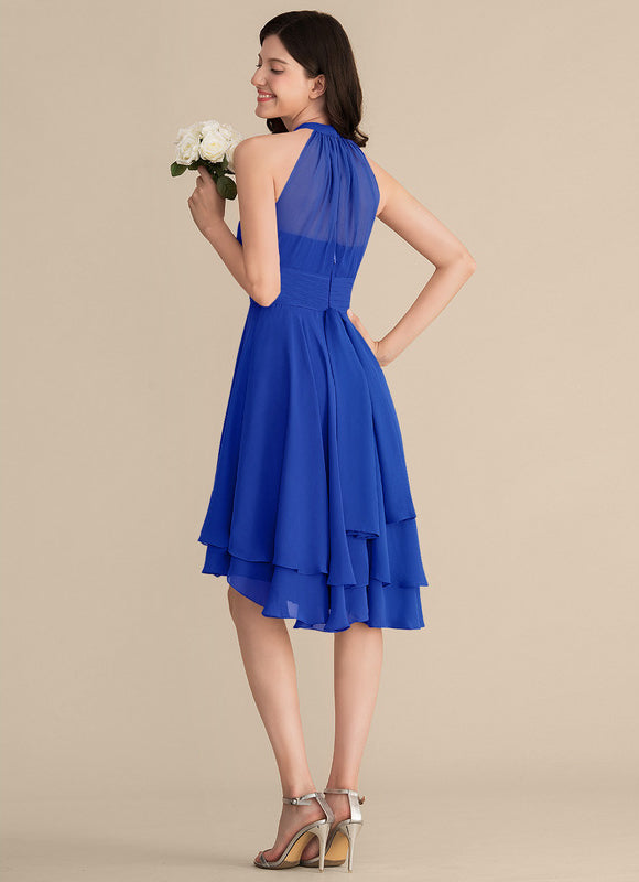 Robe Asymétrique Fluide À Volants - gallery 1