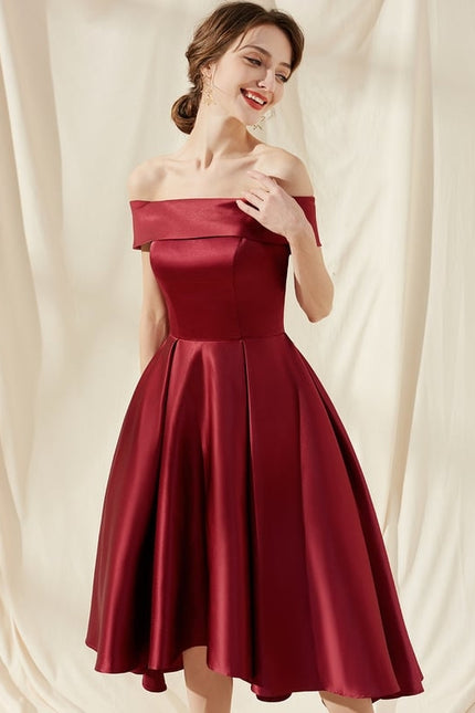 Robe Asymétrique Satinée Évasée - gallery 2