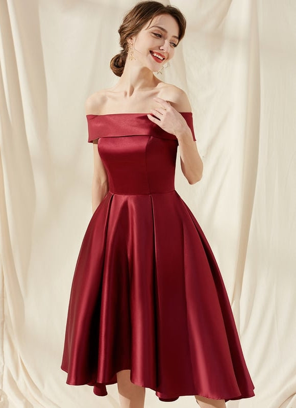 Robe Asymétrique Satinée Évasée - gallery 2