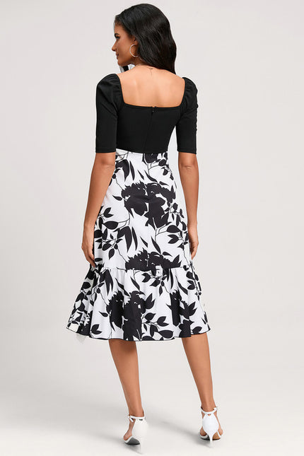 Robe Asymétrique Florale Monochrome - gallery 4