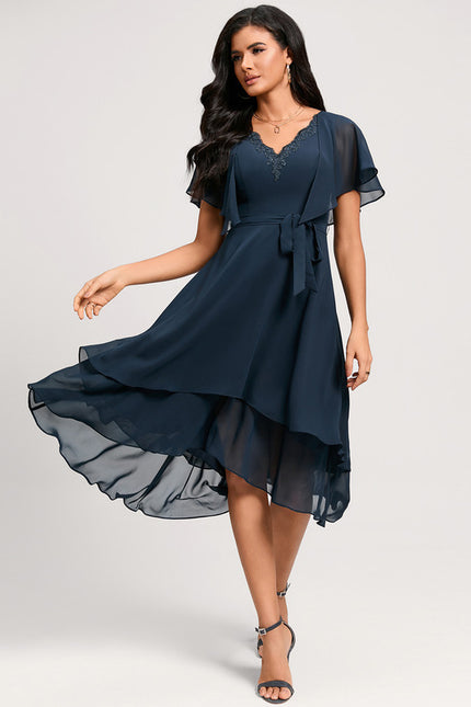 Robe Asymétrique Fluide Dentelle - gallery 5