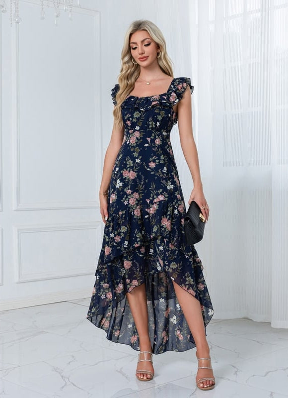 Robe Asymétrique Sirène Florale - gallery 6