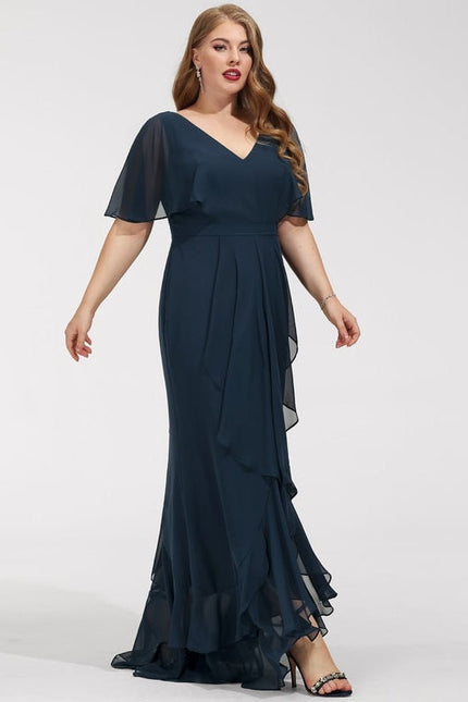 Robe Courte Asymétrique Coupe Trapèze À Volants - gallery 6