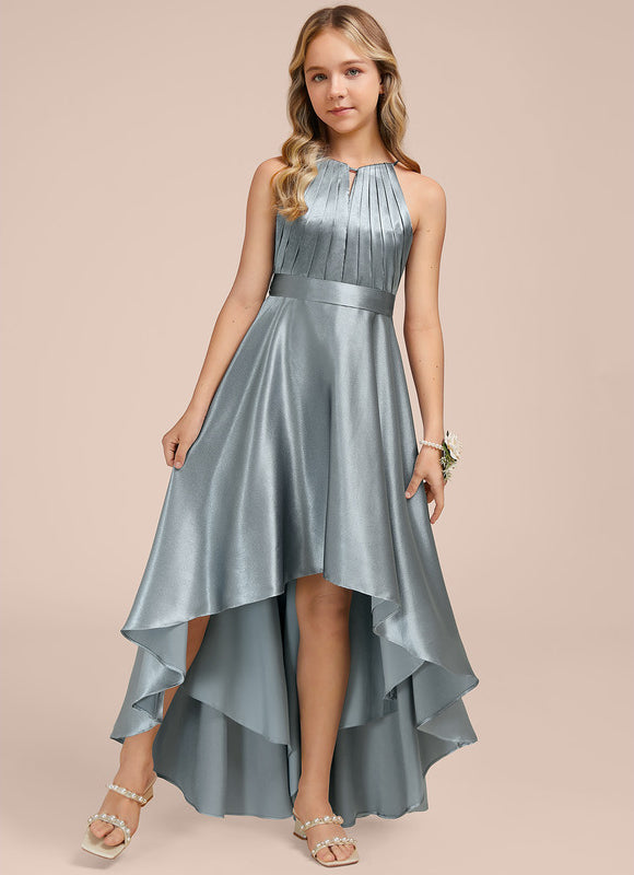 Robe Asymétrique Satinée Asymétrique Marine - gallery 2