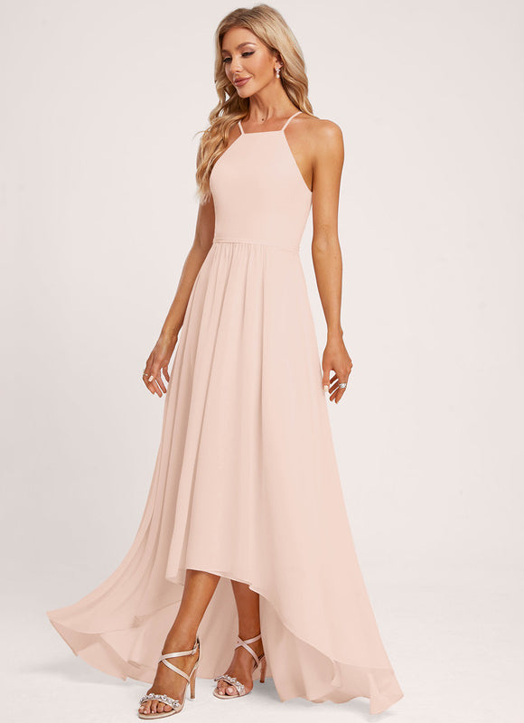 Robe Asymétrique Mousseline Saumon - gallery 5