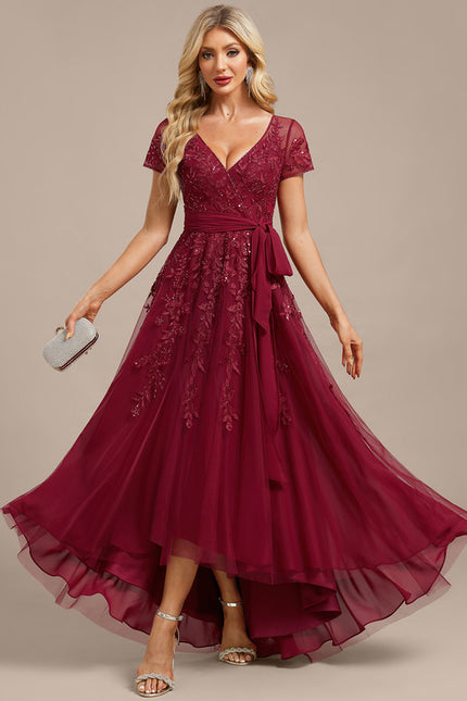 Robe Asymétrique Soirée Bordeaux Élégante - gallery 2