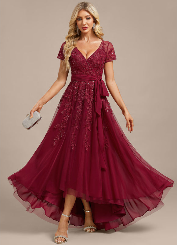Robe Asymétrique Soirée Bordeaux Élégante - gallery 2